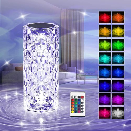 ⏰3 Colors Changing RGB Touch Sensor Rose Crystal Table Lamp USB Rechargeable Romantic LED Rose Crystal Desk Lamps