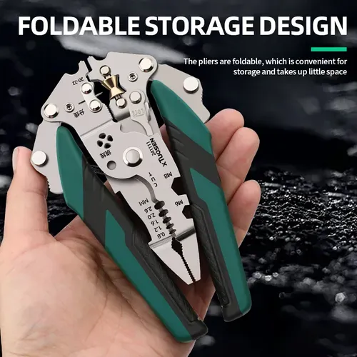 Foldable cable cutting and stripping multifunctional combination tool