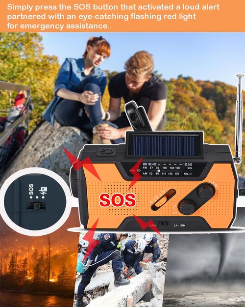 50% OFF Portable Power Bank USB Charger Solar SOS Alarm Radio with AM & FM Bands NOAA Weather