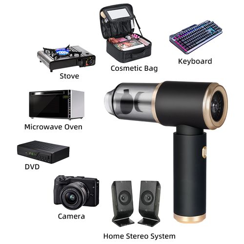 Portable  Mini Handheld High Suction Blowing Integrated Black Car Vacuum With Light Wireless Vacuum Cleaner with Mop