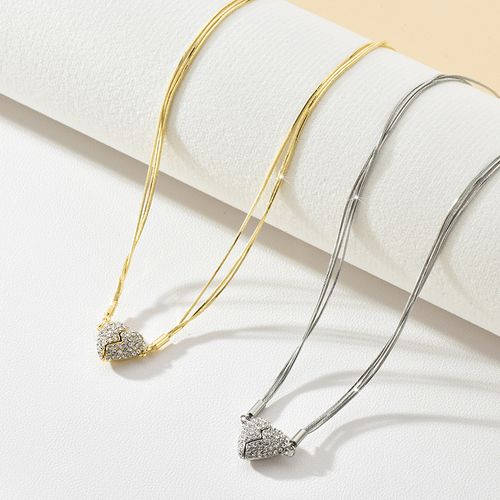 Unique Magnetic love Diamond Necklace Cubic  Love Heart-shaped Pendant Necklace with Dazzling