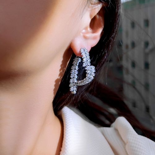 50% OFF Heart-shaped zircon earrings, can be worn on both sides.
