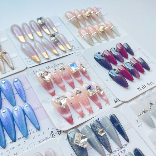 The new handcrafted, custom-made press-on nails are reusable, offering a high-end, luxurious feel.