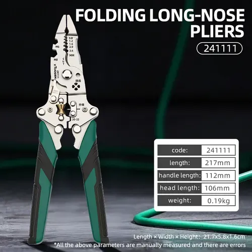 Foldable cable cutting and stripping multifunctional combination tool