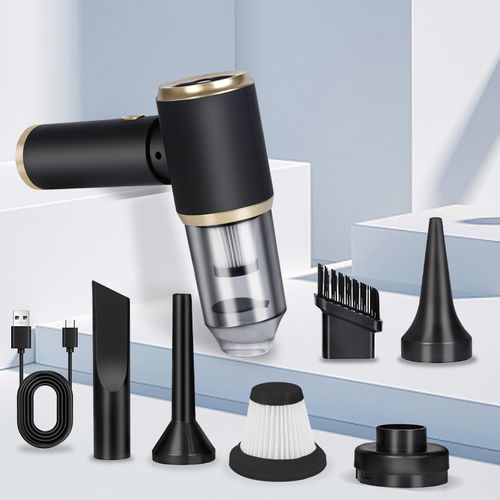 Portable  Mini Handheld High Suction Blowing Integrated Black Car Vacuum With Light Wireless Vacuum Cleaner with Mop