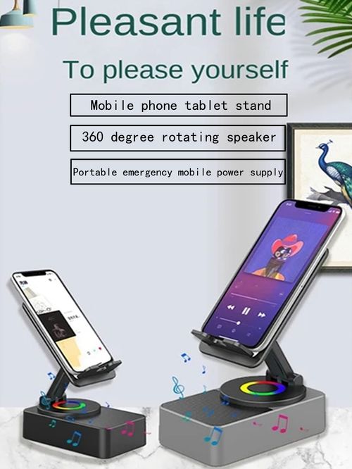 360 Rotating Folding Tablet Phone Holder RGB Wireless Bluetooth Speaker