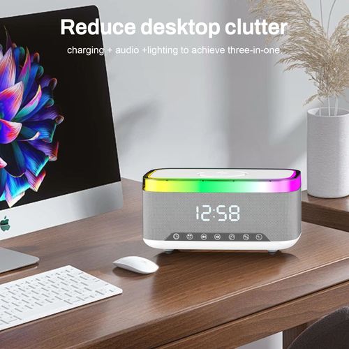 🎁🎁OEM Multifunctional Smart Wireless Speaker With LED Display Clock Alarm Phone Charger Bluetooth Speaker💘