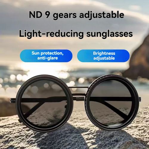 Round Polarized Brightness Adjustable 1-9 Gears ND Filter Sunglasses Adjustable Tint Dimming Sunglasses With Built-in ND Filter
