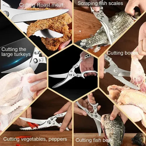 Multifunctional Stainless Steel Kitchen Scissors Strong Chicken Bone Killer Scissoring Fish Food Celebrous Home Use Product