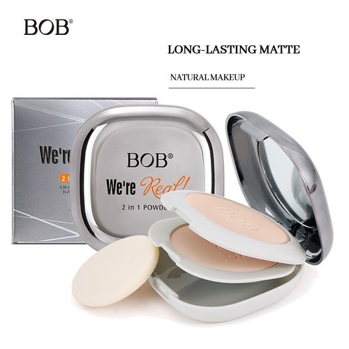 Matte Double-layer Powder Cake Set Makeup Makeup, Control Oil Concealer for a Long Time, Moisturize Brighten Dry Wet Purposes.