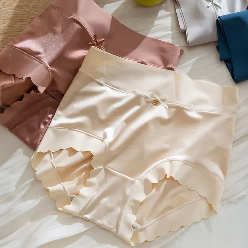 👙👙👙Silk satin high-waist large-size ice silk women's underwear, antibacterial crotch, breathable, large-size, no-gap, comfortable triangle style.👙👙👙
