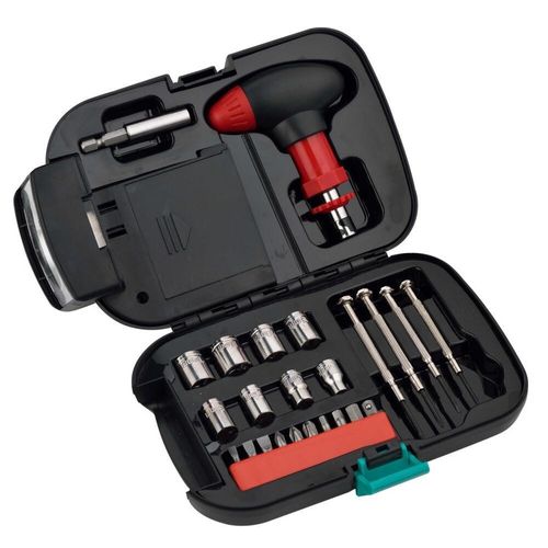 Outdoor toolbox 24-piece set Self-driving car emergency flashlight set Warning light Precision screwdriver