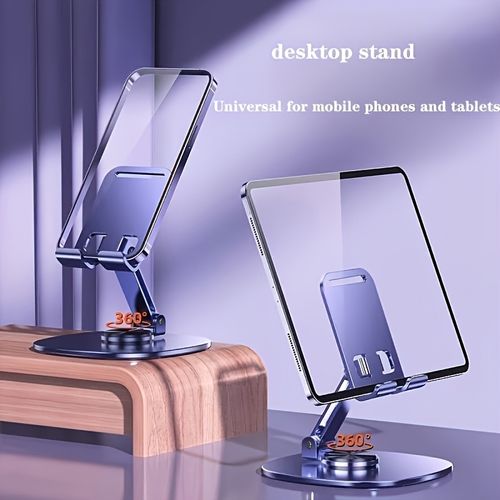 Mobile phone stand - all-metal 360-degree rotating and folding phone stand - video shockproof desktop live streaming lazy cooling stand