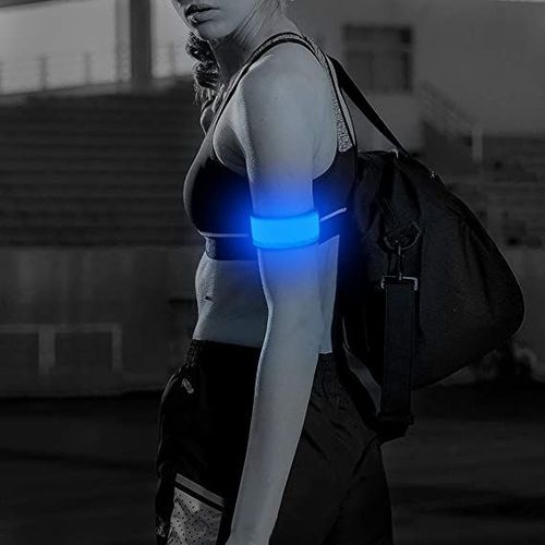 LED Safety Wristband Lights - 2 Pack Rechargeable Light Up Arm Ankle Band Kids Magic Slap Glow Bracelets Reflective Belt High Visibility for Night Cycling Walking Joggers Running Gear