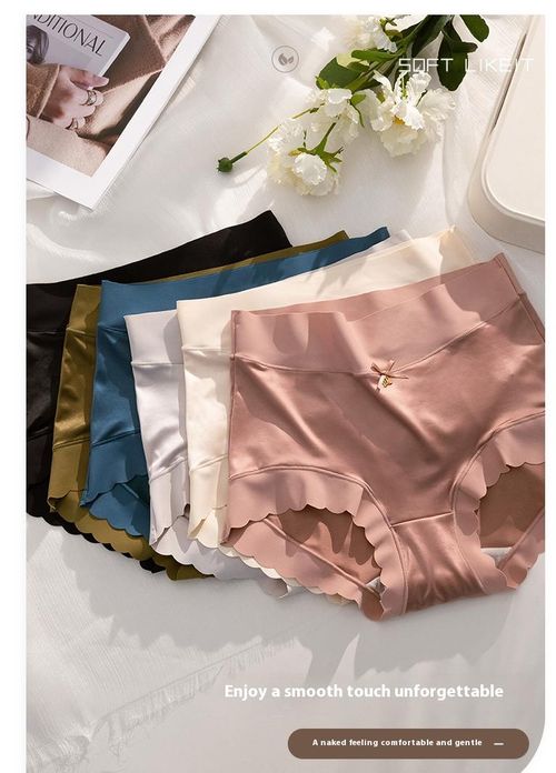 👙👙👙Silk satin high-waist large-size ice silk women's underwear, antibacterial crotch, breathable, large-size, no-gap, comfortable triangle style.👙👙👙