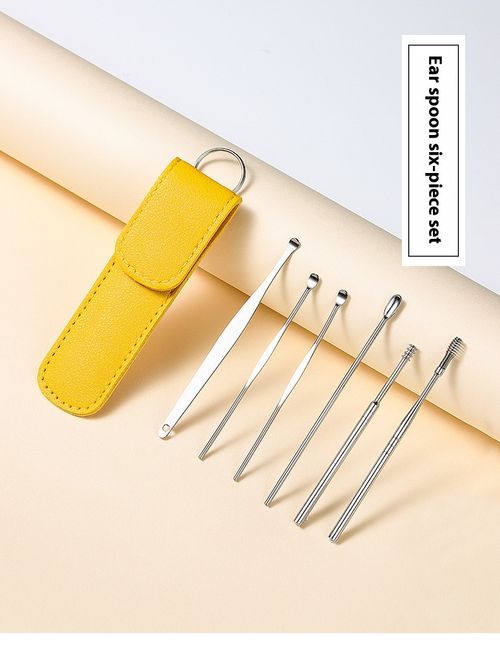 Hot Sale Portable Six-piece Set of Ear Spoons Ear Picking Set Tools Ear Picking Artifact Spiral Stainless Steel Full Set