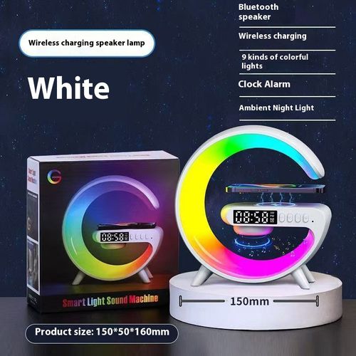 Big G Bluetooth speaker, wireless charger, ambient light, colorful bedside night light, alarm clock, wake-up light