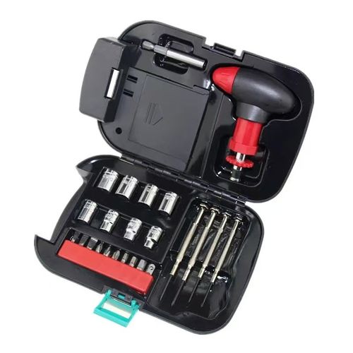 Outdoor toolbox 24-piece set Self-driving car emergency flashlight set Warning light Precision screwdriver
