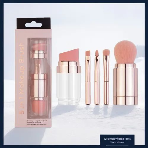 5 in 1 makeup brush set - foundation brush, eyebrow brush, lip brush, eyeshadow brush, loose powder brush