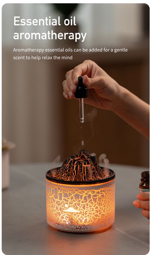 Creative mini lava charcoal aromatherapy machine, small household USB colorful atmosphere smoke ring flame humidifier