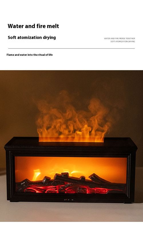 New retro fireplace flame humidifier 3D simulation fireplace flame aromatherapy machine Home desktop aromatherapy machine