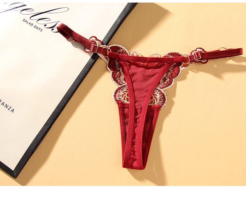 Butterfly - element thong panties for women, sexy and hot, with see - through embroidery, adjustable low - rise, seductive Japanese - style women's underwear