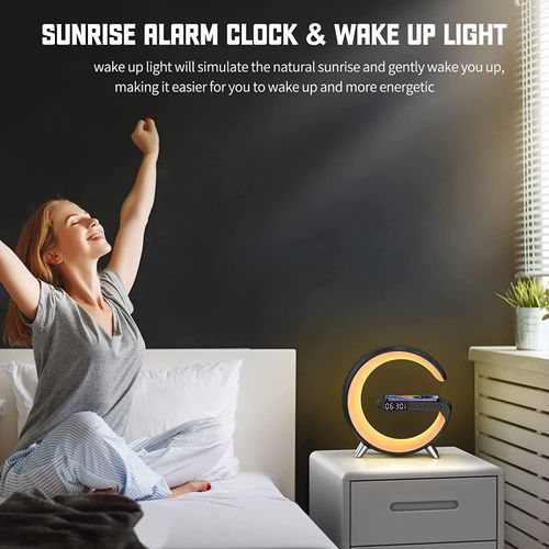 Big G Bluetooth speaker, wireless charger, ambient light, colorful bedside night light, alarm clock, wake-up light