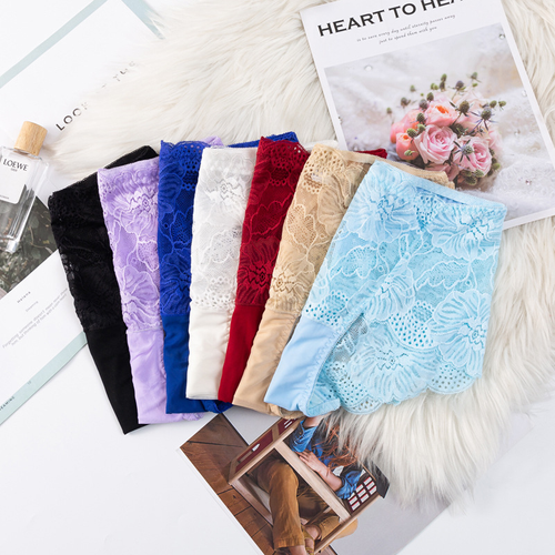 👙👙👙European and American lace hollow women's mid-waist briefs, sexy mesh thin breathable cotton underwear women👙👙👙