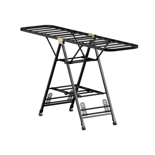 Household drying rack Floor-to-ceiling indoor and outdoor folding pulley airfoil hanger Mobile carbon steel hanger Drying quilt rack
