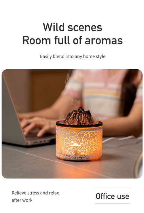 Creative mini lava charcoal aromatherapy machine, small household USB colorful atmosphere smoke ring flame humidifier