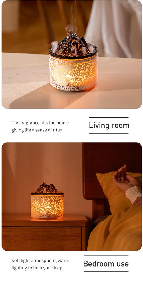 Creative mini lava charcoal aromatherapy machine, small household USB colorful atmosphere smoke ring flame humidifier