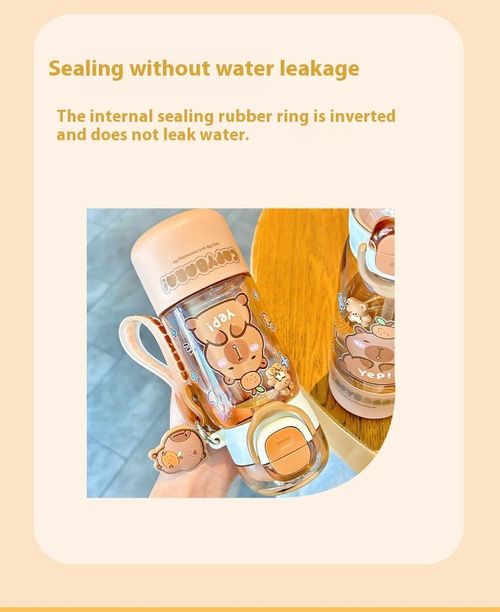 Cute double - drinking cup with a strap, pop - up lid, direct - drinking design, children's water cup, large - capacity Tritan straw cup