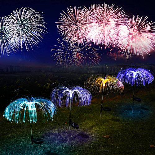 Solar-powered lanterns, simulated jellyfish fireworks lights, LED outdoor courtyard decorative lawn lights, garden ground - inserted landscape lights