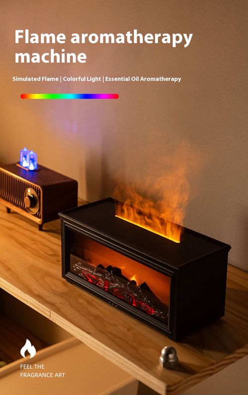 New retro fireplace flame humidifier 3D simulation fireplace flame aromatherapy machine Home desktop aromatherapy machine