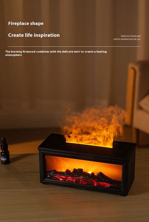 New retro fireplace flame humidifier 3D simulation fireplace flame aromatherapy machine Home desktop aromatherapy machine
