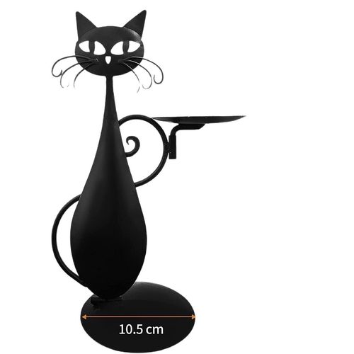 Black Cat Candlestick Vintage Country Cottage Family Metal Cat Decorative Candlestick Ornament