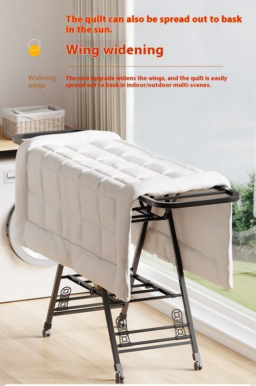 Household drying rack Floor-to-ceiling indoor and outdoor folding pulley airfoil hanger Mobile carbon steel hanger Drying quilt rack