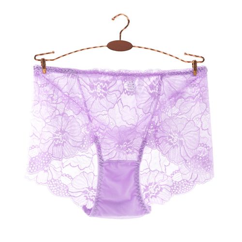 👙👙👙European and American lace hollow women's mid-waist briefs, sexy mesh thin breathable cotton underwear women👙👙👙