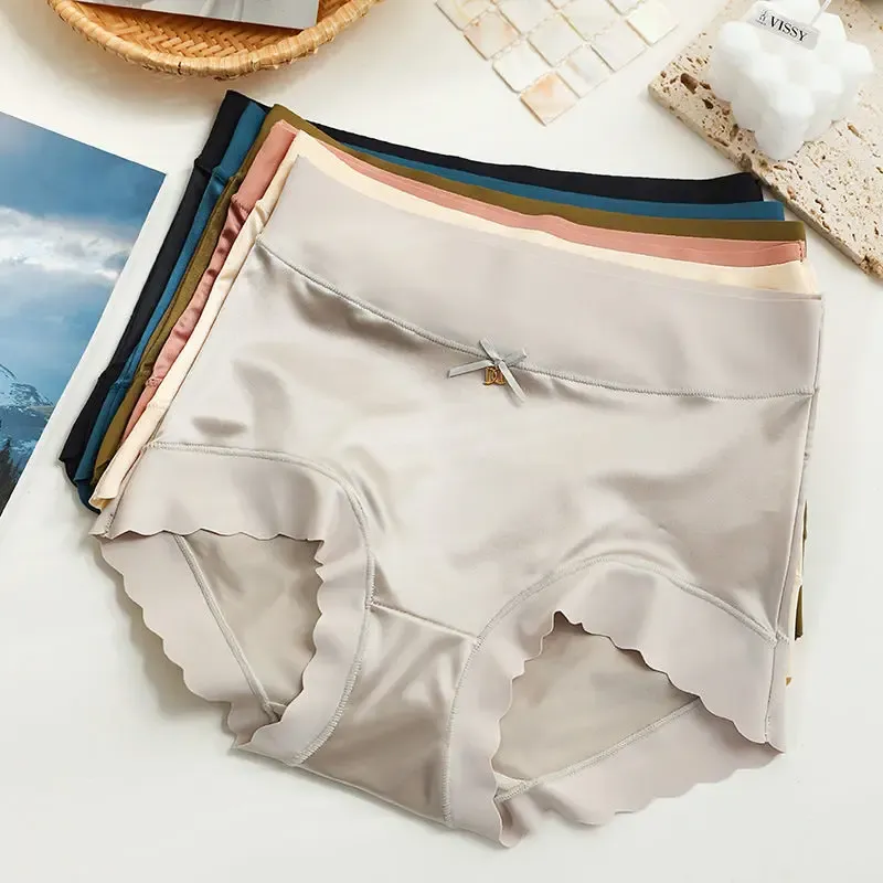 👙👙👙Silk satin high-waist large-size ice silk women's underwear, antibacterial crotch, breathable, large-size, no-gap, comfortable triangle style.👙👙👙