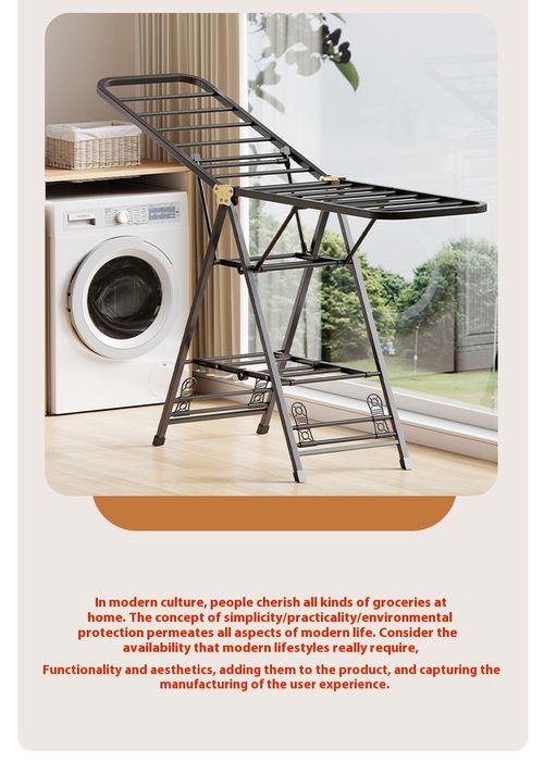 Household drying rack Floor-to-ceiling indoor and outdoor folding pulley airfoil hanger Mobile carbon steel hanger Drying quilt rack