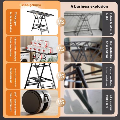 Household drying rack Floor-to-ceiling indoor and outdoor folding pulley airfoil hanger Mobile carbon steel hanger Drying quilt rack