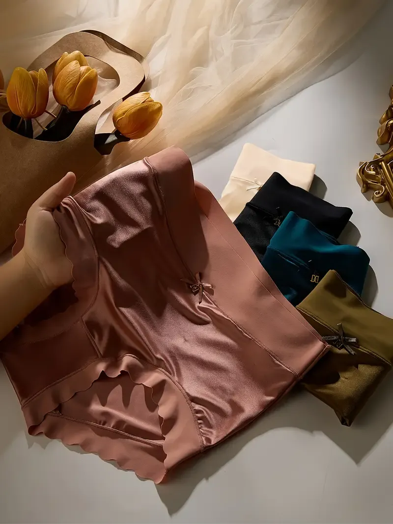 👙👙👙Silk satin high-waist large-size ice silk women's underwear, antibacterial crotch, breathable, large-size, no-gap, comfortable triangle style.👙👙👙