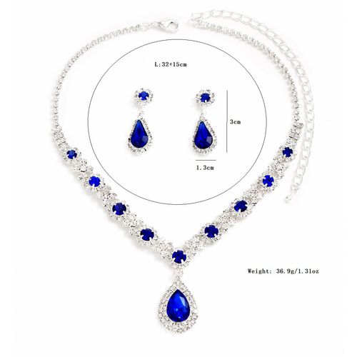 Fashionable European and American New Jewelry Premium Crystal Gem Women's Water Drop Necklace Earnail💎📿