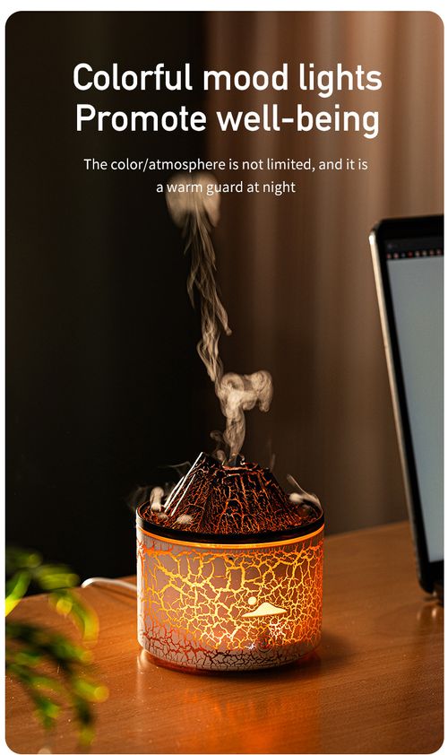Creative mini lava charcoal aromatherapy machine, small household USB colorful atmosphere smoke ring flame humidifier