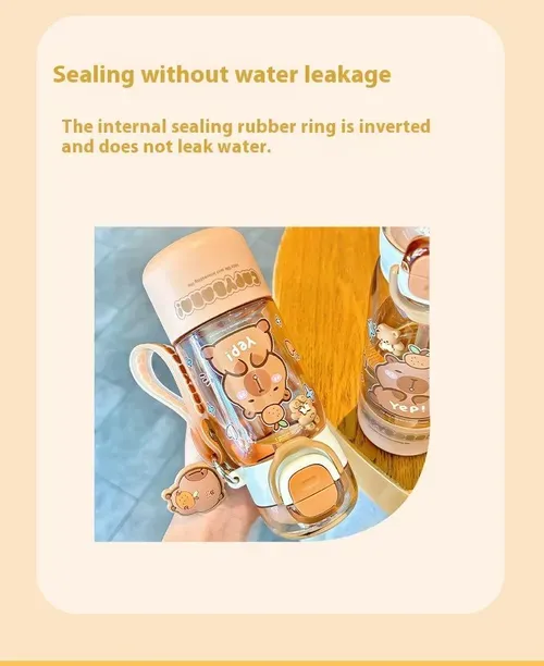 👶Cute double - drinking cup with a strap, pop - up lid, direct - drinking design, children's water cup, large - capacity Tritan straw cup👶👶👶