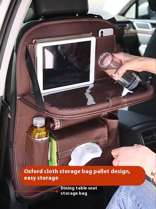 1PCS Car Seat Back Hanging Organizer Bag Universal Auto Multi-pocket PU Leather Pad Cups Storage Holder Bag Foldable Shelf
