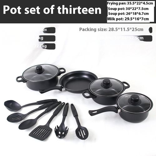 Kitchen all-round king! 13-piece set of non-stick pan set, fried and stewed in one pot, worry-free, labor-saving and non-sticky, healthy and less oil fumes, professional-grade configuration is the first choice for home use! Limited-time discount, upgrade cooking now!