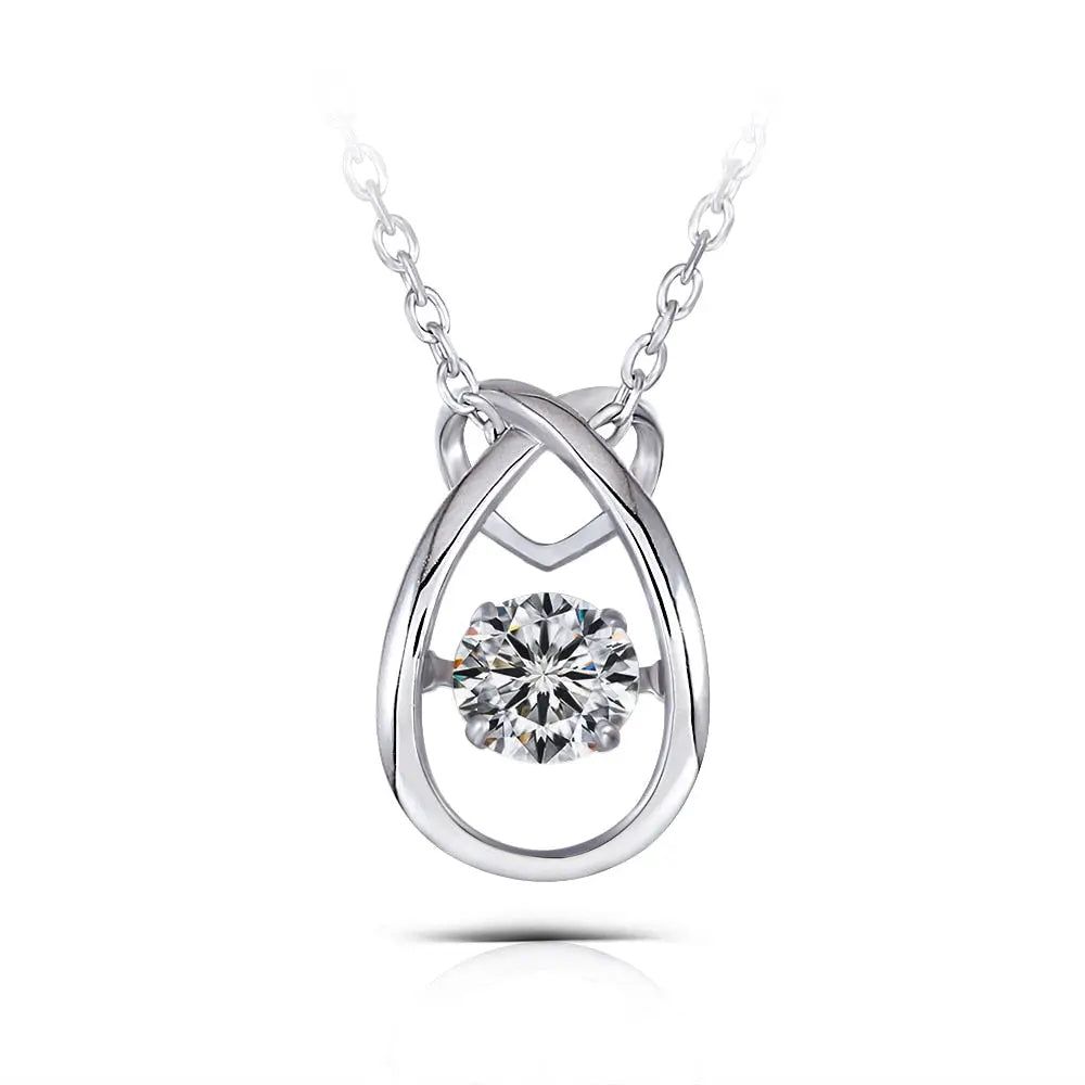 White Gold 14K Necklace / Pendant With Moissanite 1ct