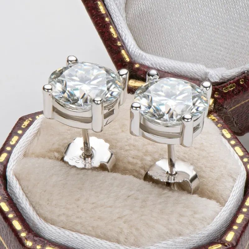 Sterling 925 Silver Moissanite Stud Earrings 4ctw (2ct each)