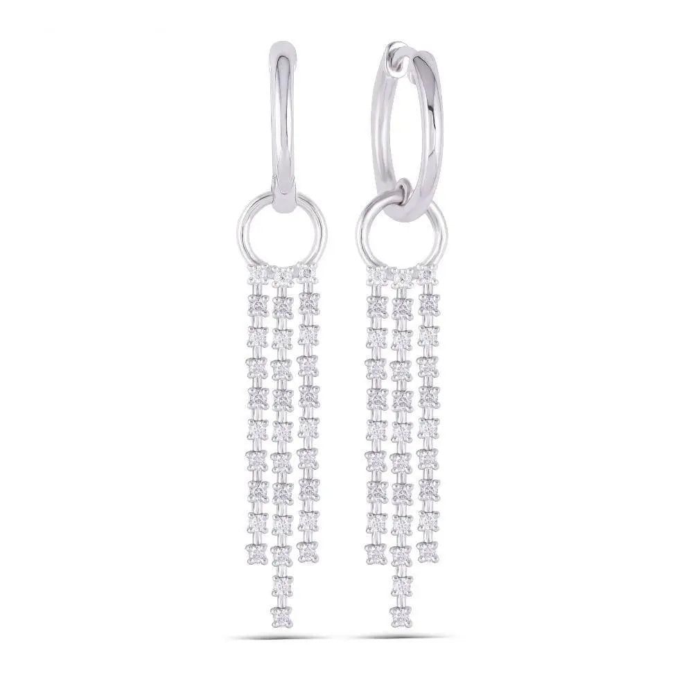 Silver or 14k White Gold Drop / Dangle Moissanite Earrings 1ctw